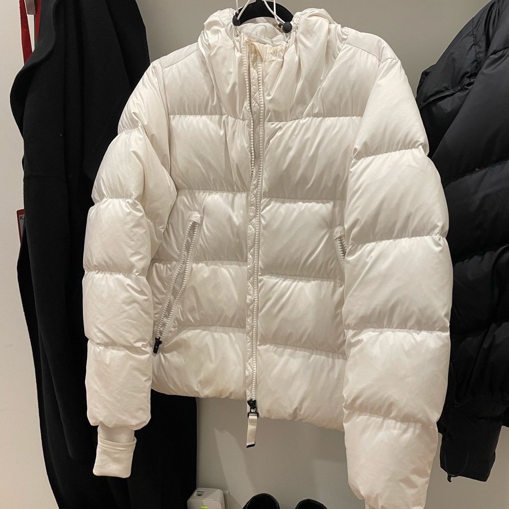 Athleta Hooded Snow Down Cropped Puffer Jacket White
